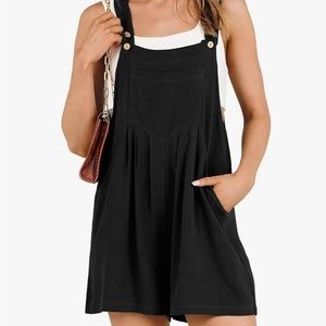 Ladies Black Romper Overalls with Adjustable Straps Size Large New with Tags